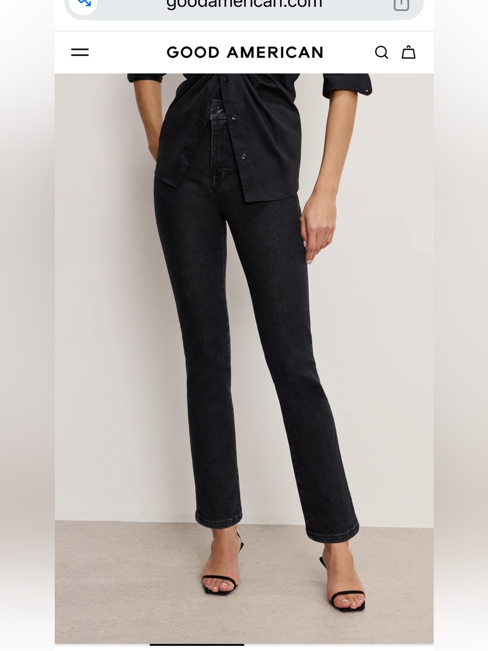 Good American Good Legs Straight, black, size 14
